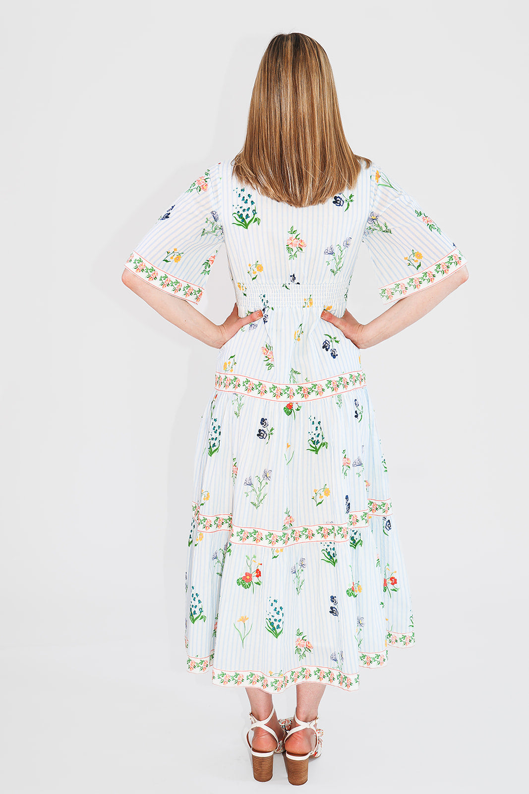 model in floral dress