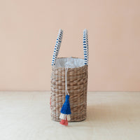 Mini Woven Tote Bag with Embroidered Bonjour – Handwoven Beach Tote