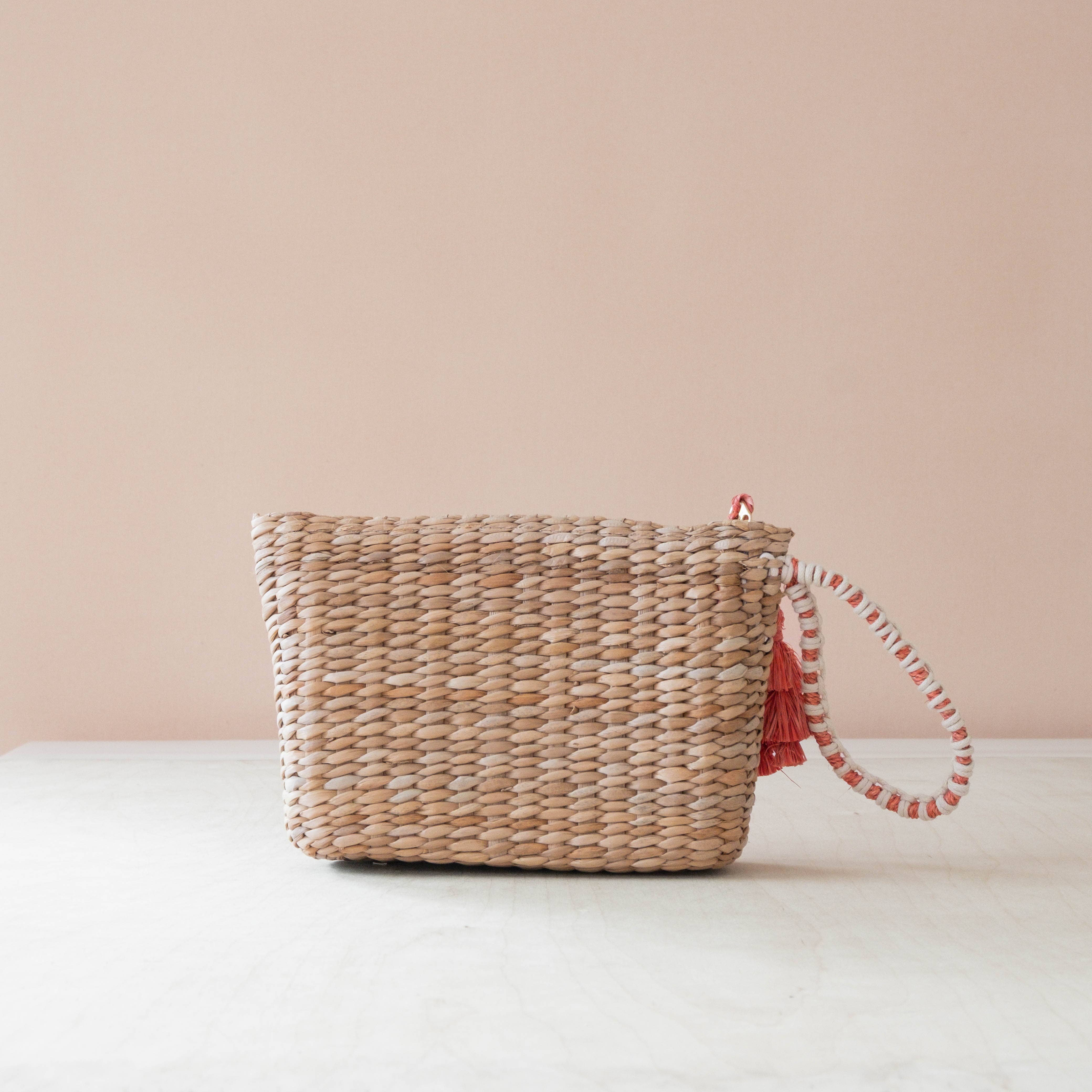 Mini Woven Pouch with Wristlet and Embroidered Lobster – Artisan Wristlet