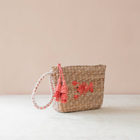 Mini Woven Pouch with Wristlet and Embroidered Lobster – Artisan Wristlet