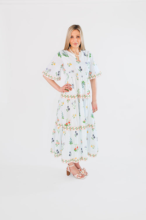 model in floral dress
