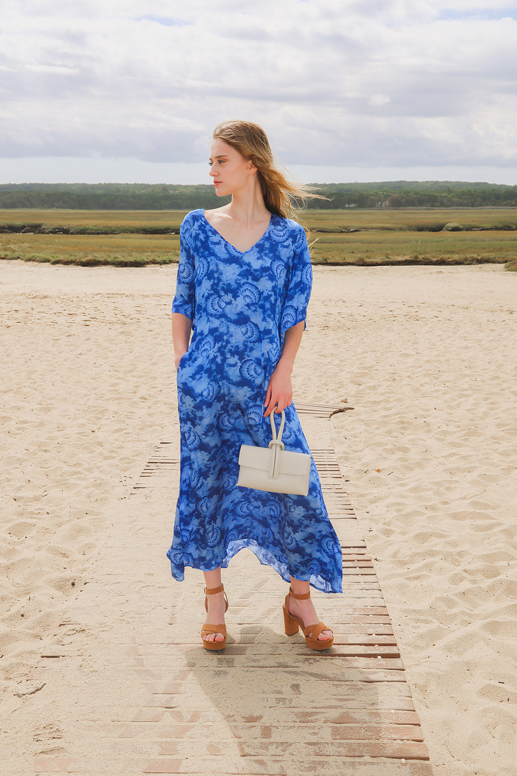 Indigo Kaftan in Modal Satin