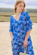 Indigo Kaftan in Modal Satin