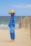 Indigo Pants Set in Satin Modal