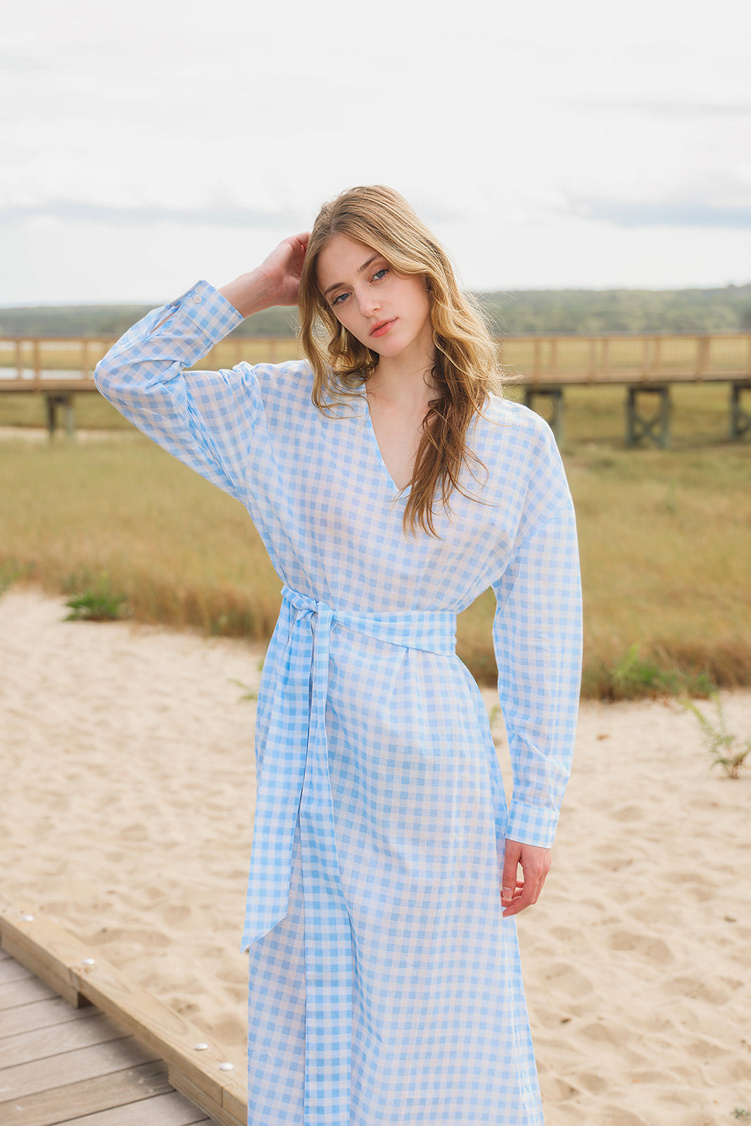 cotton kaftan dresses AvA Women's Titania in Blue Orchid XL/XXL 28 inches when laying flat Mustard Yellow Striped Kaftan Dress