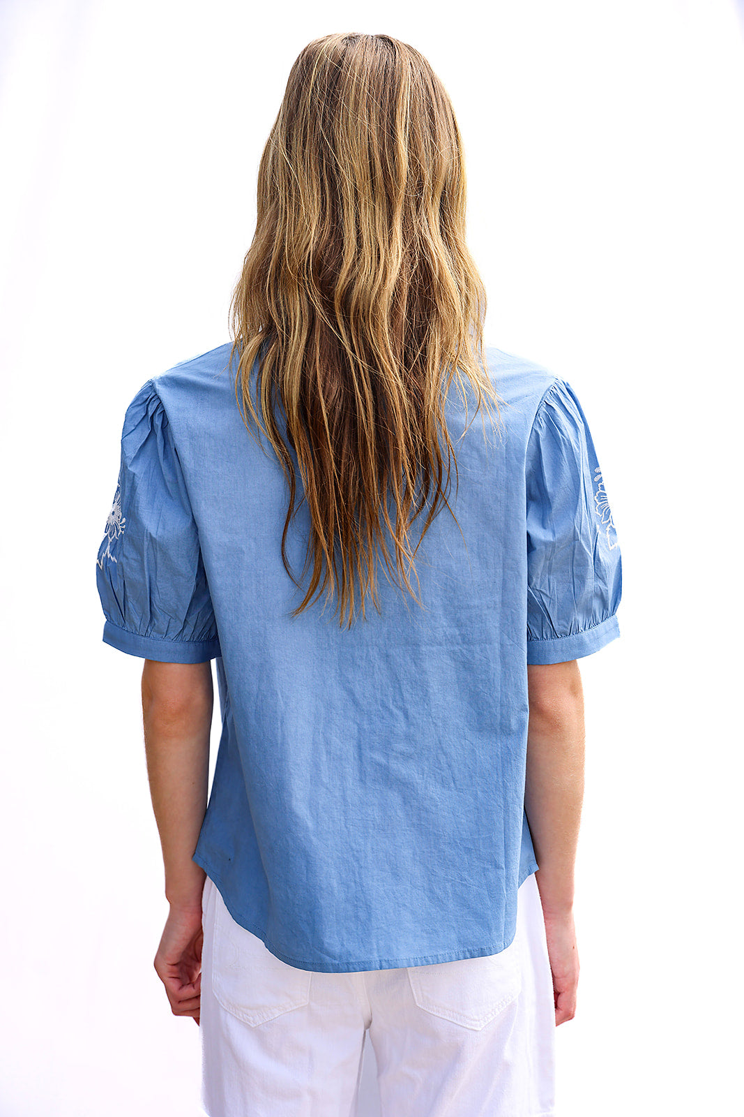 Watch Hill Cotton Poplin Blouse - Blue Pre Order for Mid June Delivery