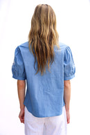 Watch Hill Cotton Poplin Blouse - Blue Pre Order for Mid June Delivery