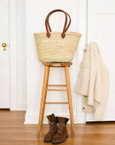 STRAW BAG Handmade with leather, French Market Basket