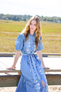 Watch Hill Cotton Poplin Dress - Blue Pre-Order for Mid June Delivery