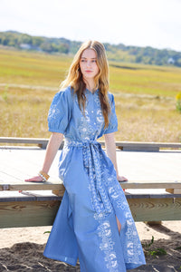 Watch Hill Cotton Poplin Dress - Blue Pre-Order for Mid June Delivery
