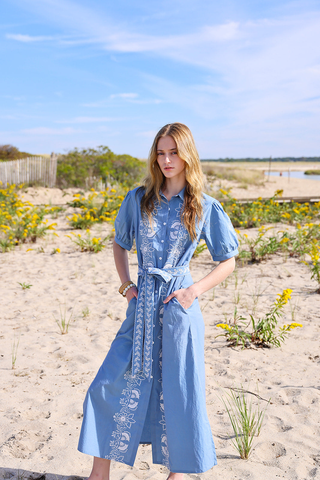 Watch Hill Cotton Poplin Dress - Blue Pre-Order for Mid June Delivery