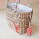 Mini Woven Tote Bag with Embroidered Lobster – Handwoven Tote