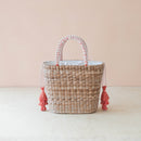 Mini Woven Tote Bag with Embroidered Lobster – Handwoven Tote