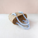 Powder Blue Small Seagrass Tote Bag with Wrapped Handles - Market Tote