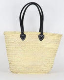 STRAW BAG Handmade with leather, French Market Basket