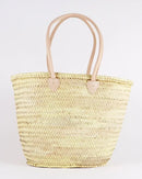 STRAW BAG Handmade with leather, French Market Basket