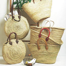 STRAW BAG Handmade with leather, French Market Basket