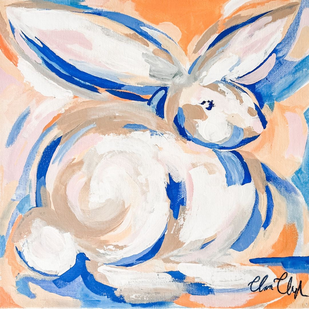 Bunny watercolor by artist Clara Clough