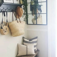 STRAW BAG Handmade with leather, French Market Basket