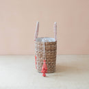 Mini Woven Tote Bag with Embroidered Lobster – Handwoven Tote