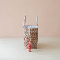Mini Woven Tote Bag with Embroidered Lobster – Handwoven Tote
